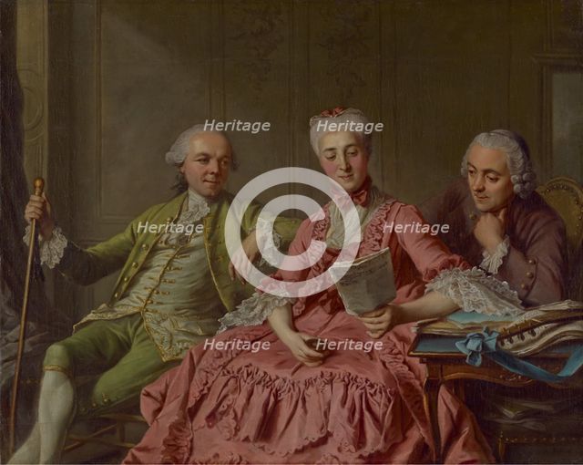 Presumed Portrait of the Duc de Choiseul and Two Companions, about 1775. Creator: Jacques Wilbaut.
