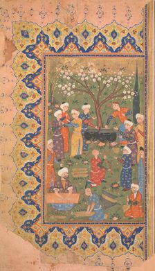 Preparation For a Noon-Day Meal, Folio from a Divan (Collected Works) of Mir Ali Shir Nava'i, 1580. Creator: Qasim Ali of Shiraz