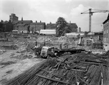 Preparation for construction work, Sheffield University, South Yorkshire, 1960. Creator: Michael Walters