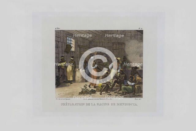 Preparation of mandioca roots. From "Malerische Reise in Brasilien", 1830-1835. Creator: Rugendas, Johann Moritz (1802-1858).