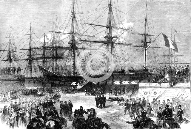 Preparations at Cherbourg for the departure of reinforcements for Mexico, 1862.  Creator: Unknown.