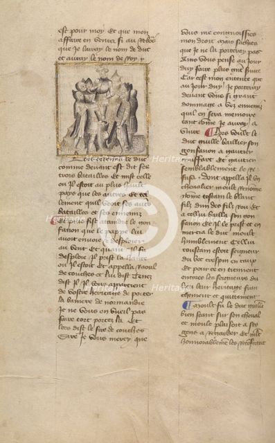 Preparations before the Battle of Hastings; Chronique de Normandie, about 1400-1415. Creator: Unknown.