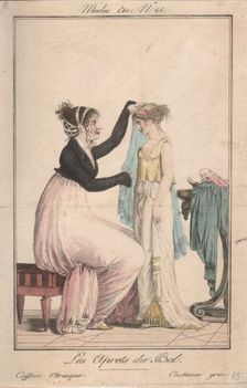 Preparations for the ball: Etruscan Hairstyle, Greek Costume, 1801