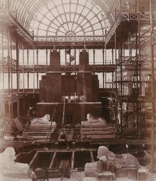 Preparations for the erection of the Colossi of Aboo Simbel Crystal Palace, Sydenham, 1852-1854. Creator: Philip Henry Delamotte