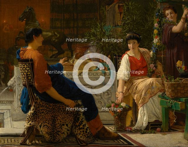 Preparations For The Festivities (The Floral Wreath), 1866. Creator: Sir Lawrence Alma-Tadema.
