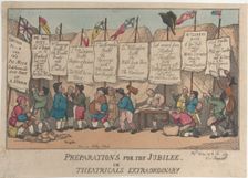 Preparations for the Jubilee or Theatricals Extraordinary, October 24, 1809., October 24, 1809. Creator: Thomas Rowlandson