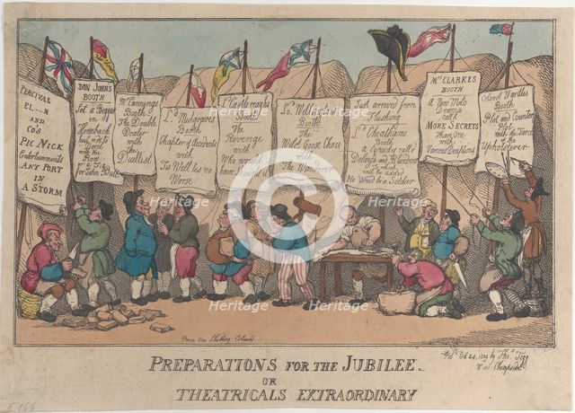 Preparations for the Jubilee or Theatricals Extraordinary, October 24, 1809., October 24, 1809. Creator: Thomas Rowlandson.