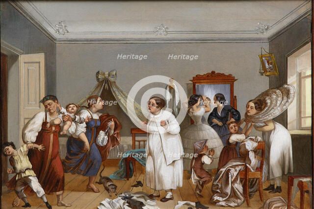 Preparations for a ball in a merchant house, Mid of the 19th century. Creator: Anonymous.