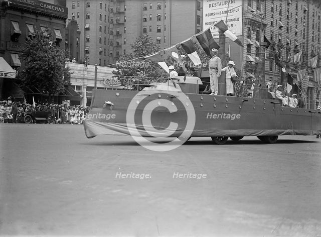 Preparedness Parade - Float Like Battleship, 1916. Creator: Harris & Ewing.