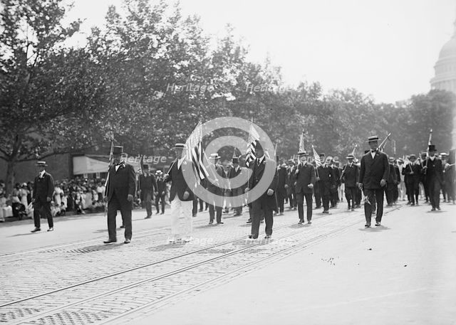 Preparedness Parade - President Wilson, William F. Gude, And Randolph Kauffmann Leading..., 1916. Creator: Harris & Ewing.