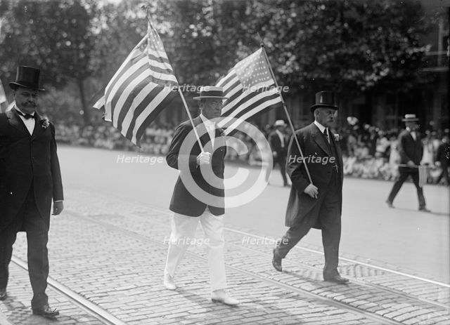 Preparedness Parade - President Wilson, William F. Gude, And Randolph Kauffmann Leading..., 1916. Creator: Harris & Ewing.