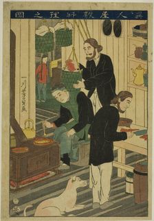 Preparing Meals in a Foreign Residence (Ijin yashiki ryori no zu), 1860. Creator: Yoshikazu