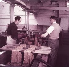 Preparing and dyeing material for the coronation robe, Braintree, Essex, c1953. Creator: Arthur Charles Kirby Ware