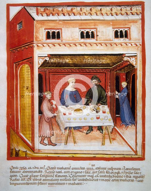 Preparing animal eyes, 14th century.  Creator: Unknown.