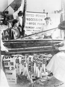 Preparing banners for Women's Sunday, London, 21 June 1908. Creator: Unknown