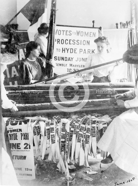 Preparing banners for Women's Sunday, London, 21 June 1908. Creator: Unknown.
