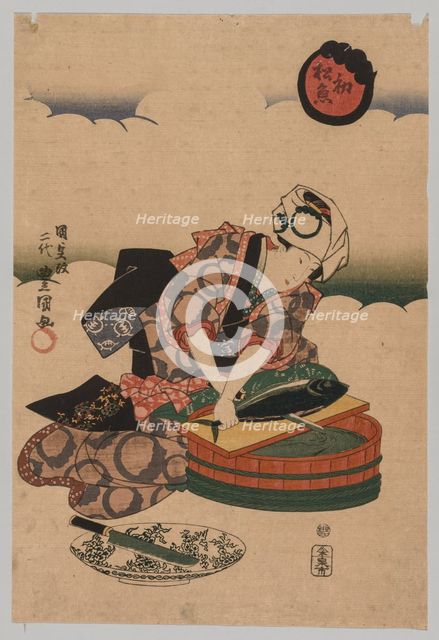 Preparing Bonita, 1823-1880. Creator: Utagawa Kunisada (Japanese, 1786-1865).