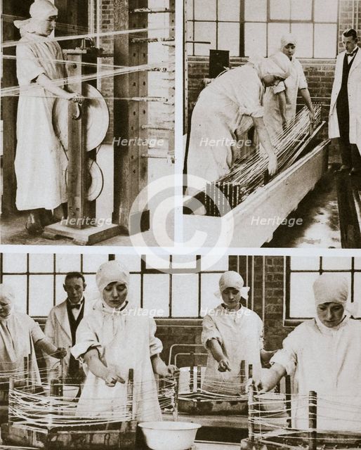Preparing cat gut at the London Hospital's own factory, London, 20th century.  Creator: Unknown.