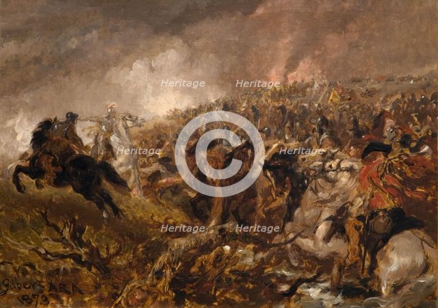 Preparing For The Charge, 1873. Creator: Sir John Gilbert.