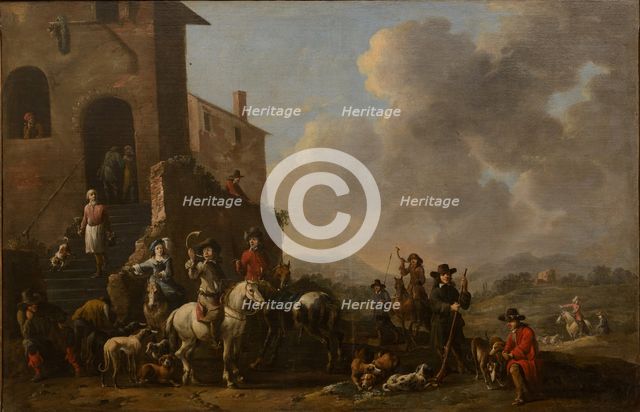 Preparing for the hunt, 1670s.