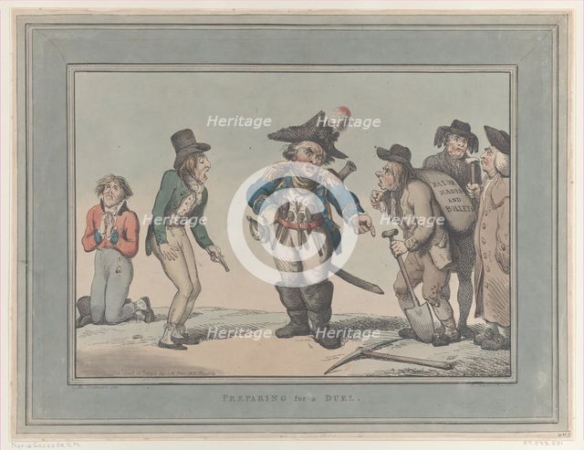 Preparing for a Duel, January 12, 1795., January 12, 1795. Creator: Thomas Rowlandson.