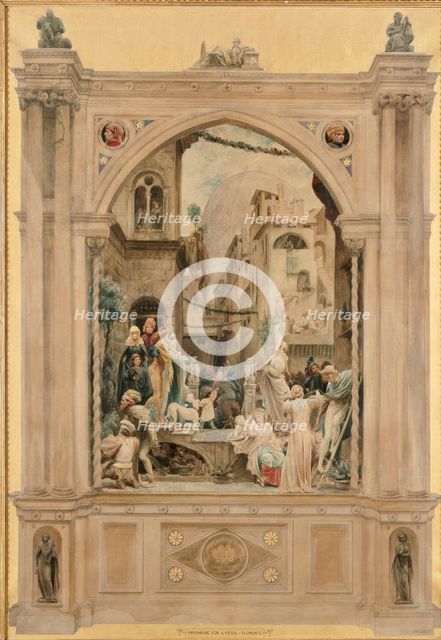 Preparing for a Festa, Florence, 1851. Artist: Frederic Leighton.