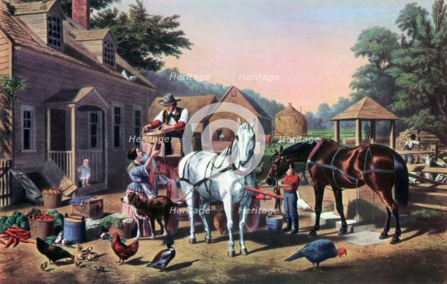 'Preparing for Market', 1856.Artist: Currier and Ives