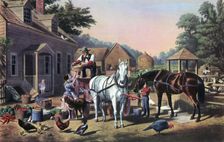 Preparing for Market 1856.Artist: Currier and Ives