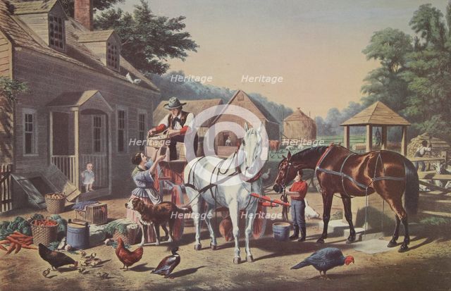 Preparing For Market, pub. 1856, Currier & Ives (Colour Lithograph)