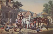 Preparing For Market, pub. 1856, Currier & Ives (Colour Lithograph)
