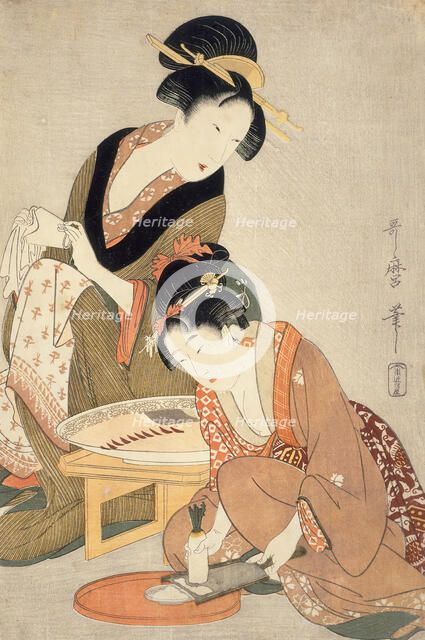 Preparing Raw Fish, 18th century. Creator: Kitagawa Utamaro.