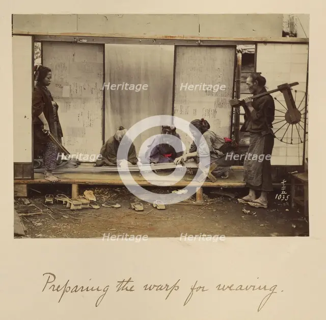 Preparing the Warp for Weaving, about 1873-1883. Creator: Shinichi Suzuki I.
