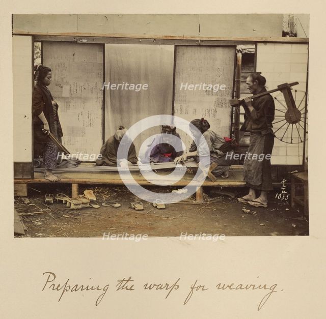 Preparing the Warp for Weaving, about 1873-1883. Creator: Shinichi Suzuki I.