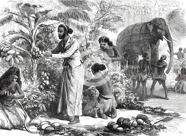 Preparing the decorations at Colombo, Ceylon, for the Royal Visit, from a sketch by one..., 1876. Creator: Unknown.