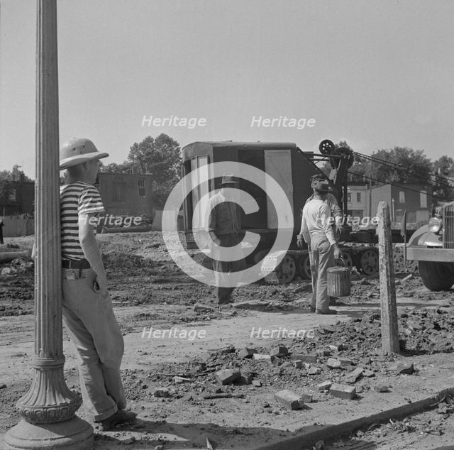Preparing the ground for the construction of emergency buildings..., Washington, D.C, 1942. Creator: Gordon Parks.