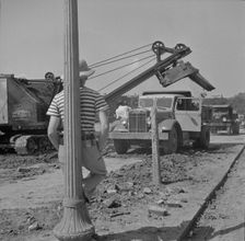Preparing the ground for the construction of emergency buildings..., Washington, D.C, 1942. Creator: Gordon Parks