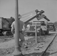 Preparing the ground for the construction of emergency buildings..., Washington, D.C, 1942. Creator: Gordon Parks