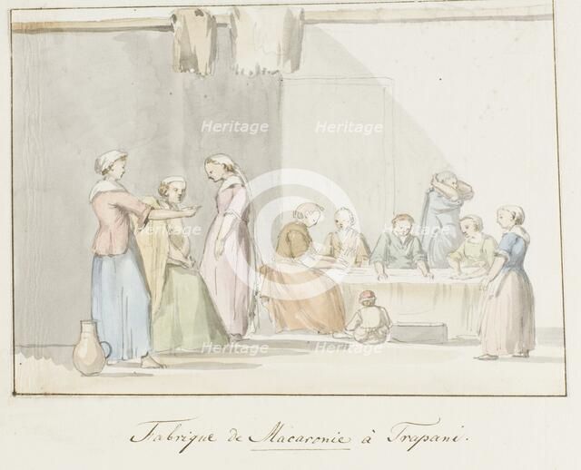 Preparing the Macaroni in Trapani, 1778. Creator: Louis Ducros.