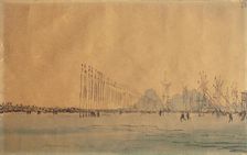 Preparing the Peace Illuminations at Hyde Park #1, 1919. Creator: David Muirhead Bone