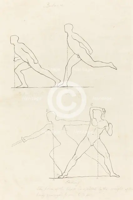 Preparing to Run; Running; Striking, published 1829. Creator: George Scharf.