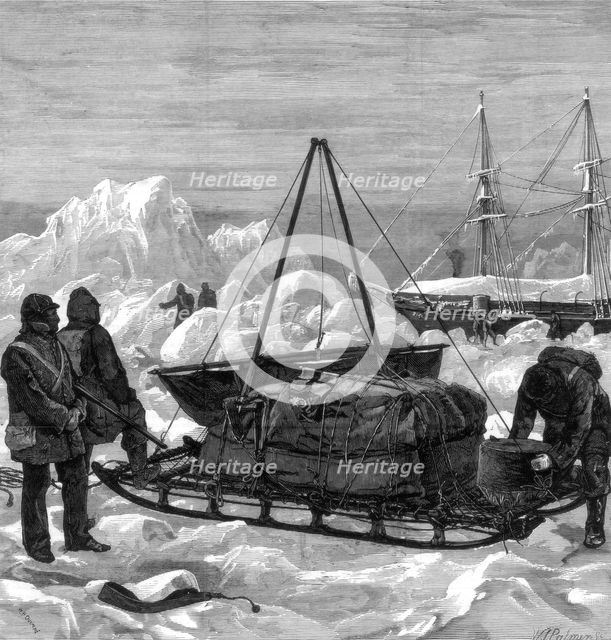 Preparing to start on a sledge trip in the Arctic, 1875.Artist: W Palmer
