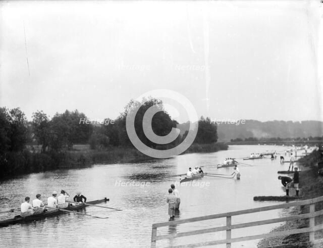 Preparing to start a race during the Henley Regatta, Henley-on-Thames, Oxfordshire, c1860-c1922. Artist: Henry Taunt