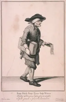 Pretty Maids Pretty Pinns Pretty Women Cries of London, (c1688?). Artist: Anon