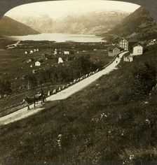 Pretty mountain-walled village and lake of Roldal, in rugged Western Norway c1905. Creator: Unknown