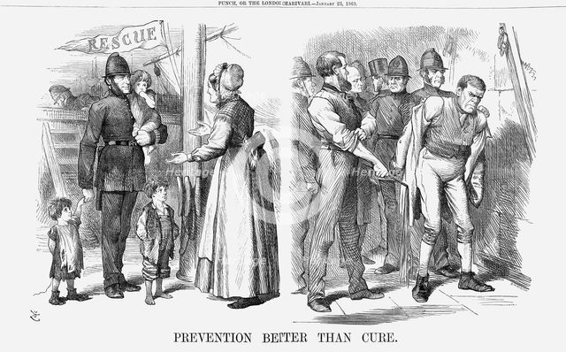 'Prevention Better Than Cure', 1869. Creator: John Tenniel.