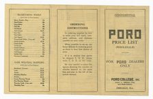Price list for dealers of Poro products, 1915-1953 . Creator: Unknown