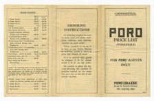 Price list for dealers of Poro products, 1915-1953 . Creator: Unknown