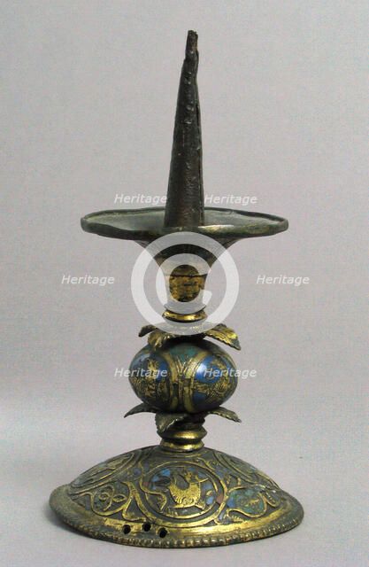 Pricket Candlestick with Birds, Vines, and Leaves, German, 1175-1200. Creator: Unknown.