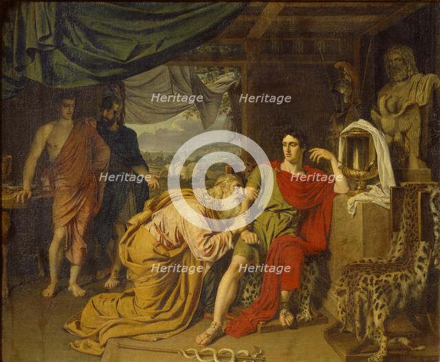 Priam tearfully supplicates Achilles, begging for Hector's body, 1824. Artist: Ivanov, Alexander Andreyevich (1806-1858)