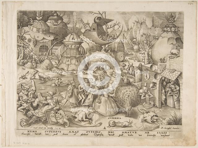 Pride (Superbia) from The Seven Deadly Sins, 1558. Creator: Pieter van der Heyden.